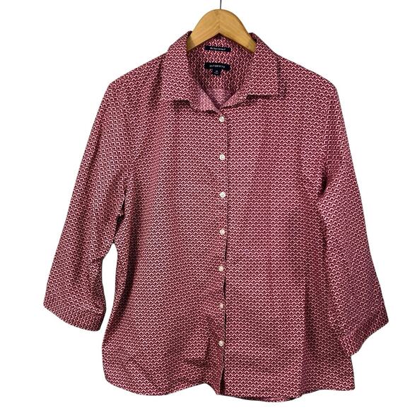 Lands End Pink Maroon No Iron Supima Button Down Shirt Size 18 Collared - Picture 1 of 9